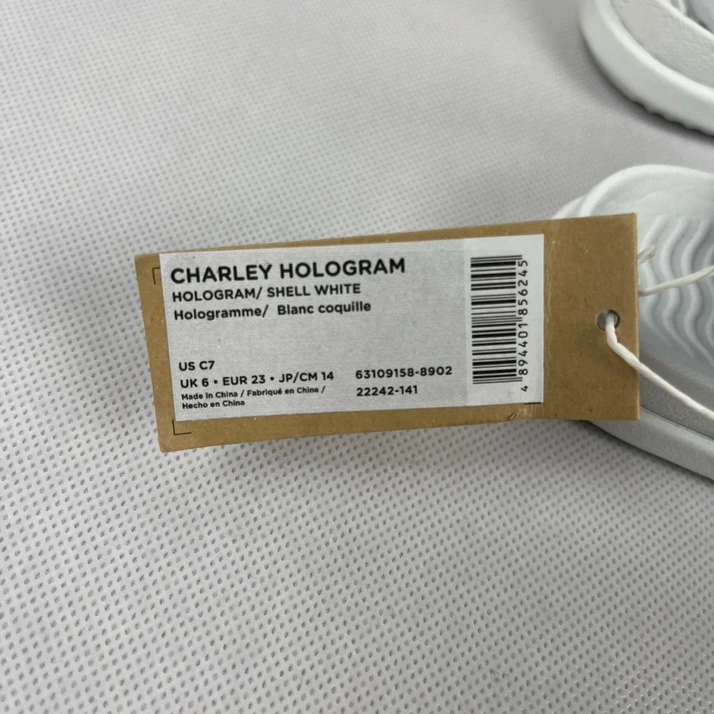 Native Shoes Charley Hologram Kids Sandals Shell White C7 Silver NEW size 7
